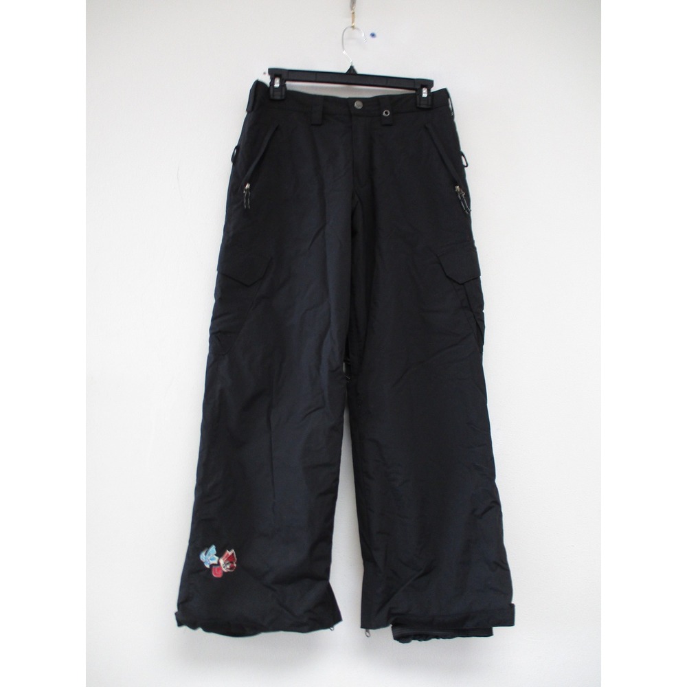 Burton Snow Pants Kids XL Black Y2K Embroidered Cargo Utility Snowboard